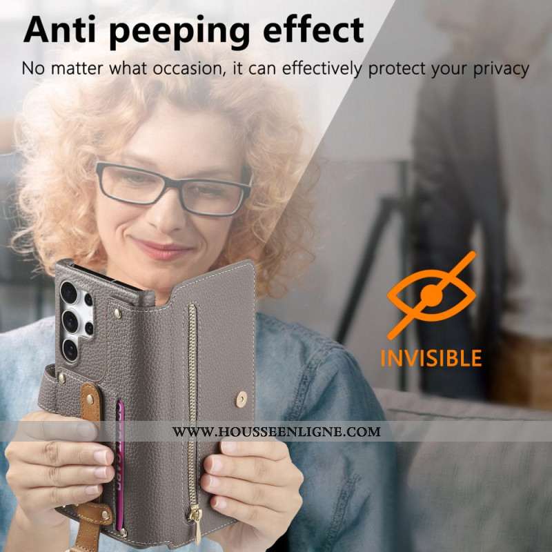 Housse Samsung Galaxy S25 Ultra 5G Portefeuille Protection RFID avec Pochette et Anneau