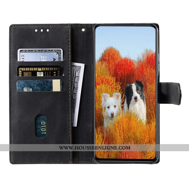 Housse Samsung Galaxy S25 Ultra 5G Portefeuille RFID Style Daim Bicolore à Lanière