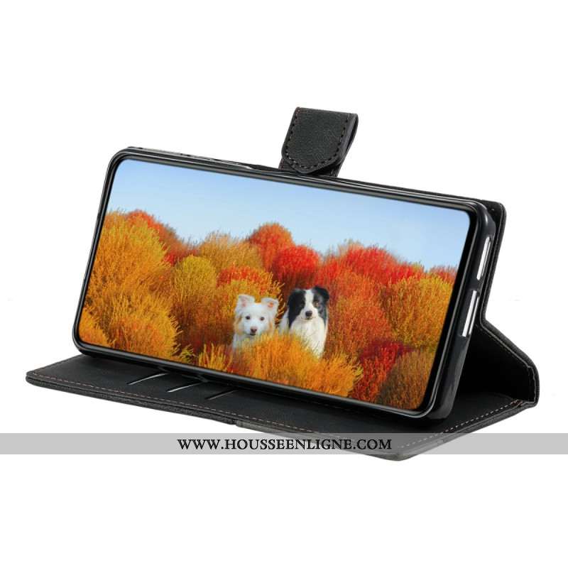 Housse Samsung Galaxy S25 Ultra 5G Portefeuille RFID Style Daim Bicolore à Lanière