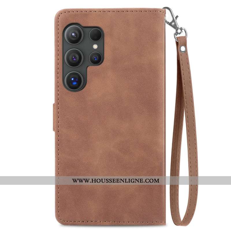 Housse Samsung Galaxy S25 Ultra 5G Portefeuille Zippé Design Dentelle