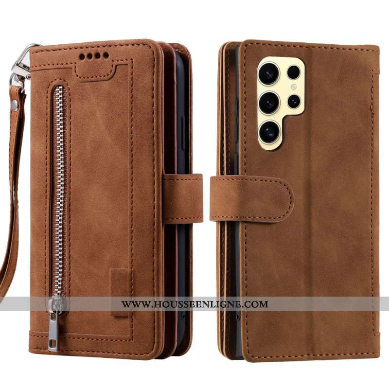 Housse Samsung Galaxy S25 Ultra 5G Portefeuille à Fermeture Éclair