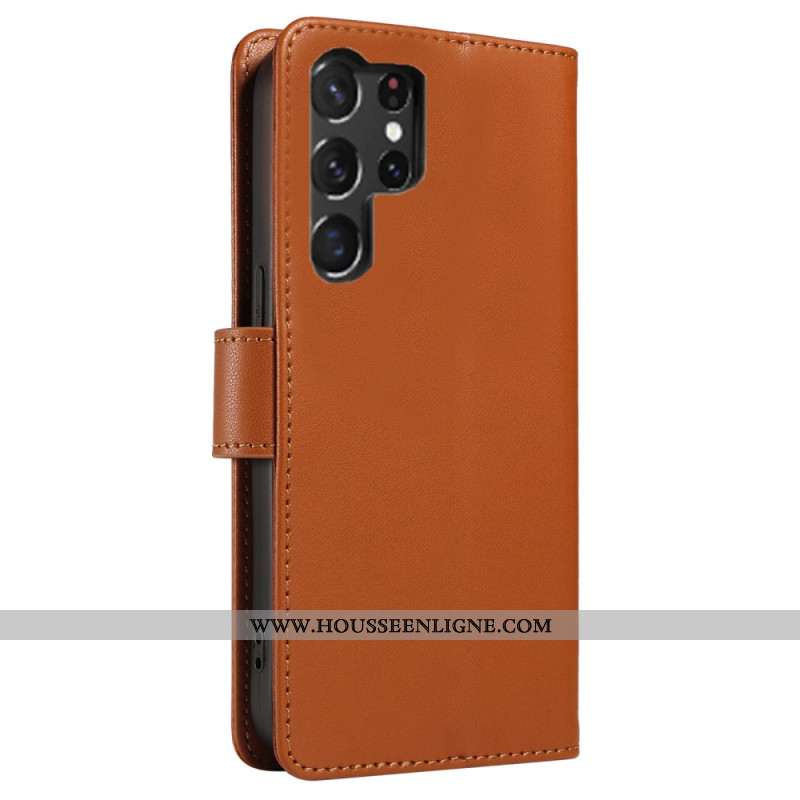 Housse Samsung Galaxy S25 Ultra 5G RFID Portefeuille Cuir avec Lanière