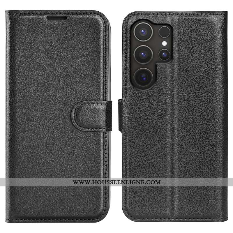 Housse Samsung Galaxy S25 Ultra 5G Simili Cuir Litchi Classique