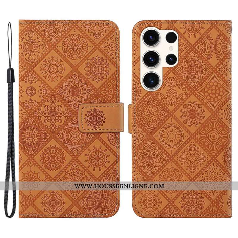 Housse Samsung Galaxy S25 Ultra 5G Style Ethnique avec Lanière