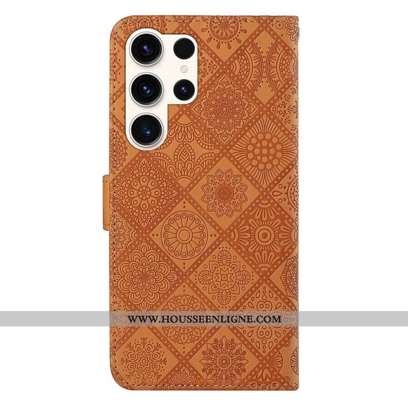 Housse Samsung Galaxy S25 Ultra 5G Style Ethnique avec Lanière