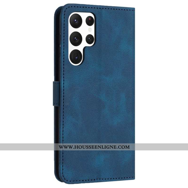 Housse Samsung Galaxy S25 Ultra Effet Cuir Classique à Lanière