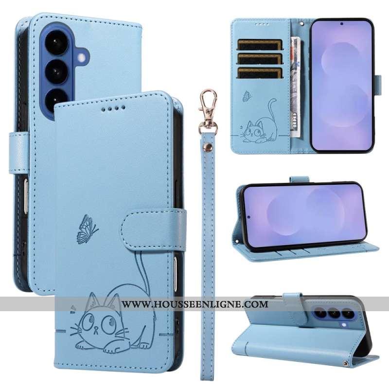 Housse Samsung Galaxy S26 Empreinte Chat à Lanière