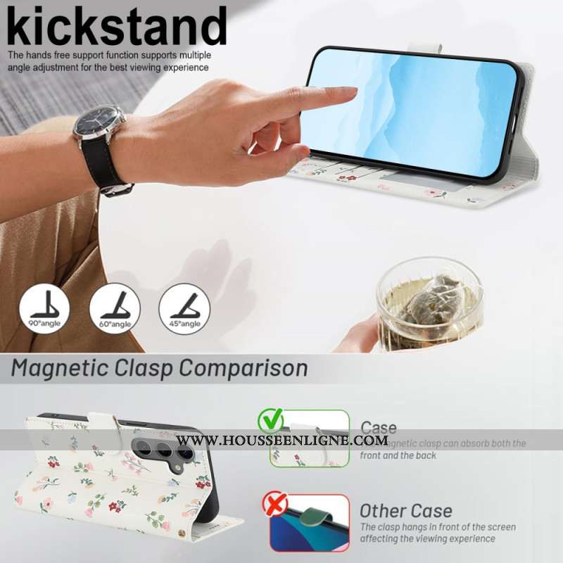 Housse Samsung Galaxy S26 Fleurettes avec Lanière