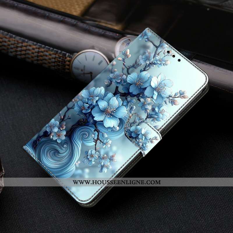 Housse Samsung Galaxy S26 Fleurs Bleu Glacé