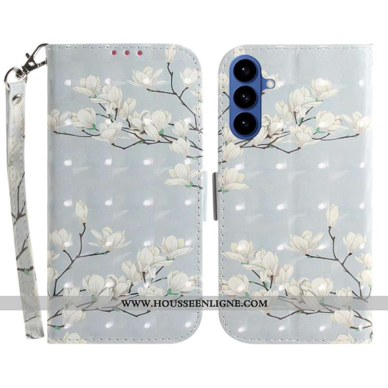 Housse Samsung Galaxy S26 Magnolias à Lanière