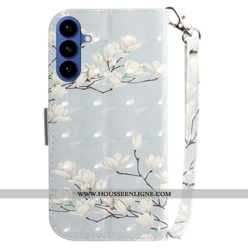 Housse Samsung Galaxy S26 Magnolias à Lanière