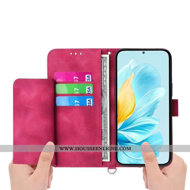 Housse Samsung Galaxy S26 Motif Floral Effet Daim avec Sangles