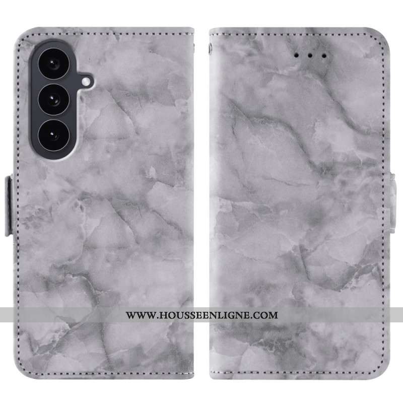 Housse Samsung Galaxy S26 Motif Marbre et Double Fermoir