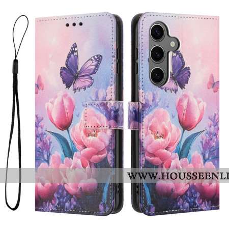 Housse Samsung Galaxy S26 Papillon et Fleurs Roses