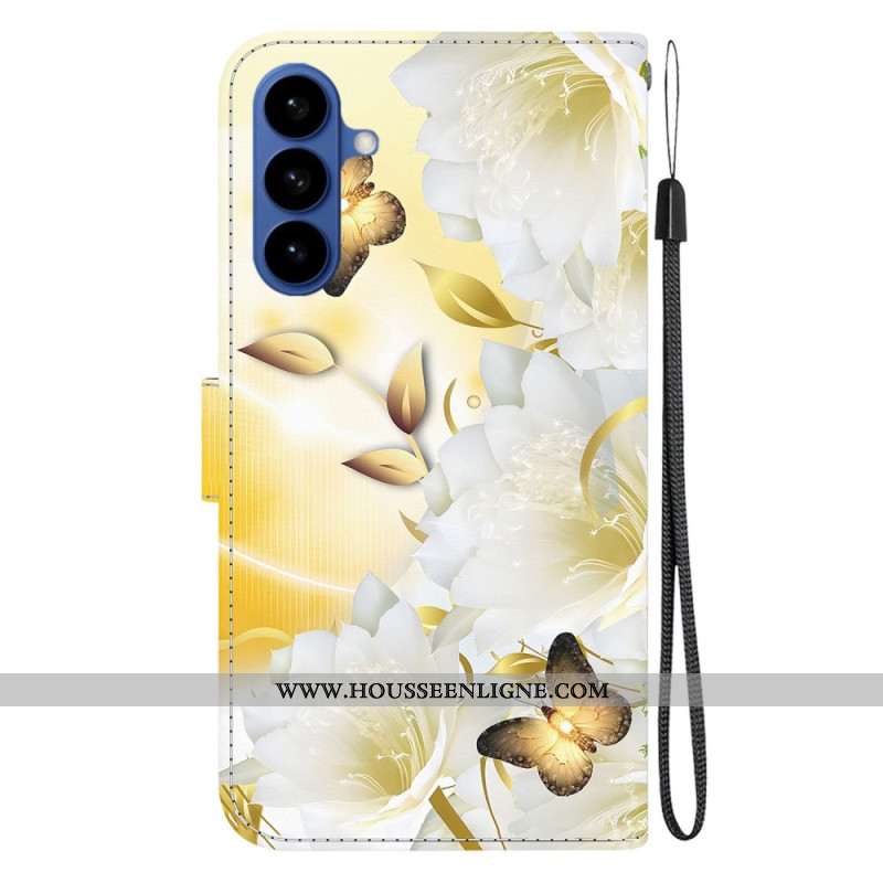 Housse Samsung Galaxy S26 Papillons Dorés et Fleurs