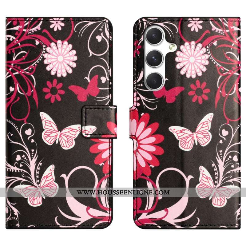 Housse Samsung Galaxy S26 Papillons sur Fond Noir