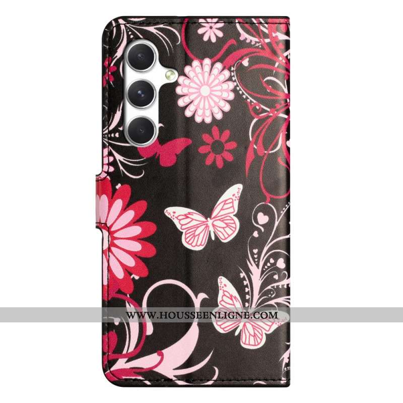 Housse Samsung Galaxy S26 Papillons sur Fond Noir