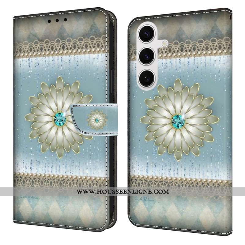 Housse Samsung Galaxy S26 Plus 5G Fleur Diamant Bleu