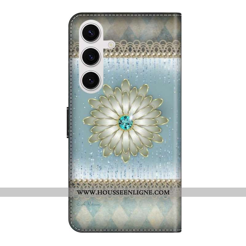 Housse Samsung Galaxy S26 Plus 5G Fleur Diamant Bleu