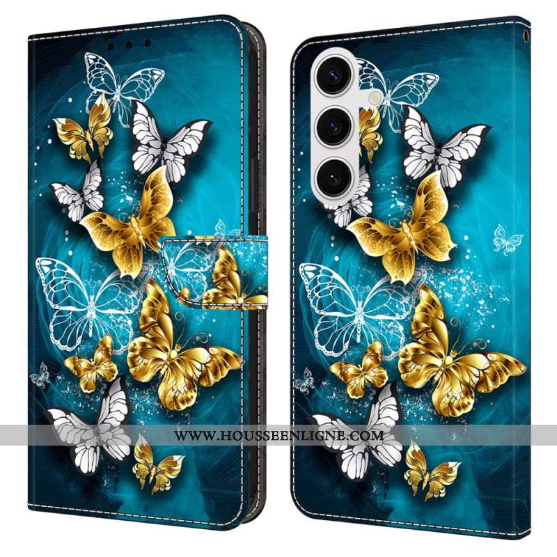 Housse Samsung Galaxy S26 Plus 5G Papillon Doré sur Vert