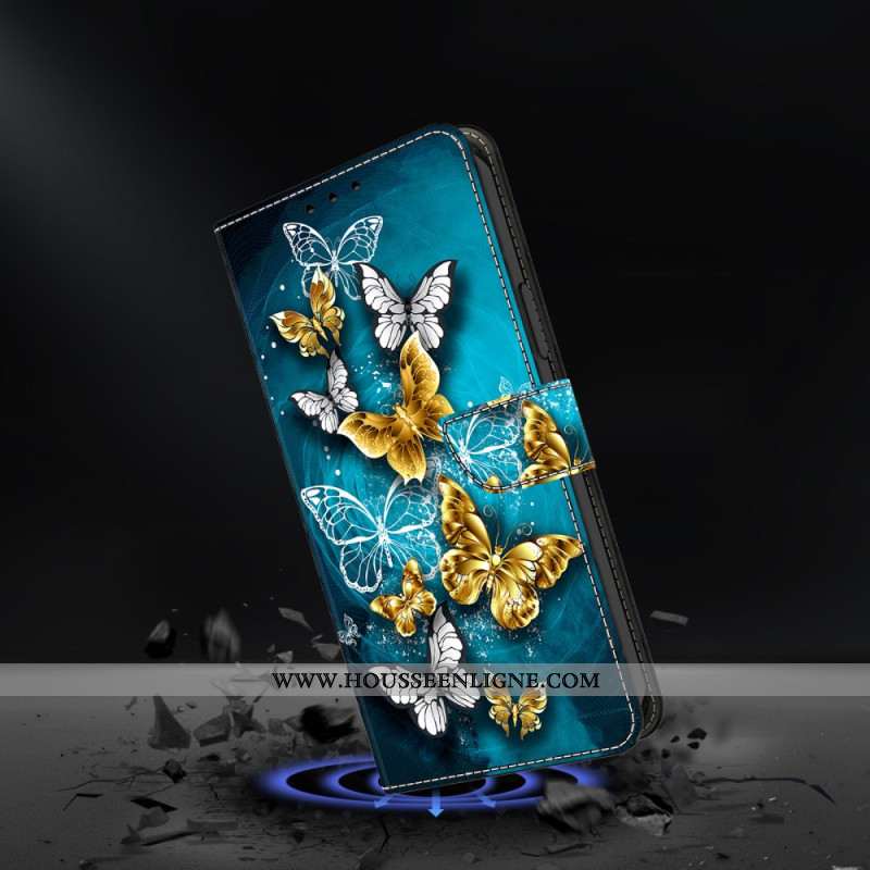 Housse Samsung Galaxy S26 Plus 5G Papillon Doré sur Vert