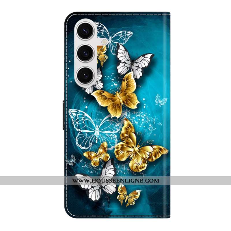 Housse Samsung Galaxy S26 Plus 5G Papillon Doré sur Vert