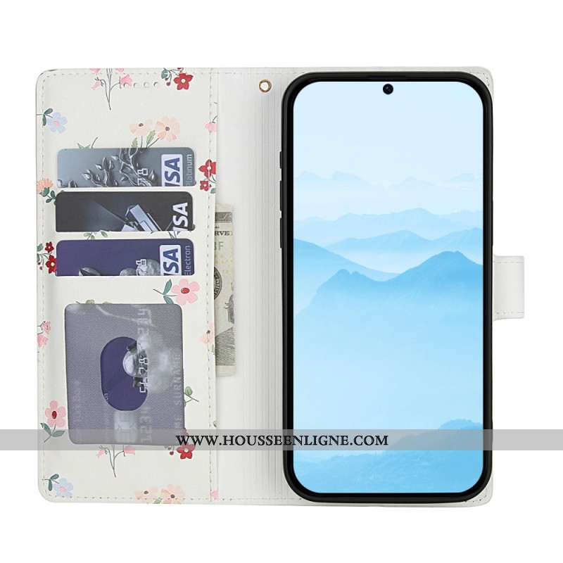 Housse Samsung Galaxy S26 Plus Fleurettes à Lanière