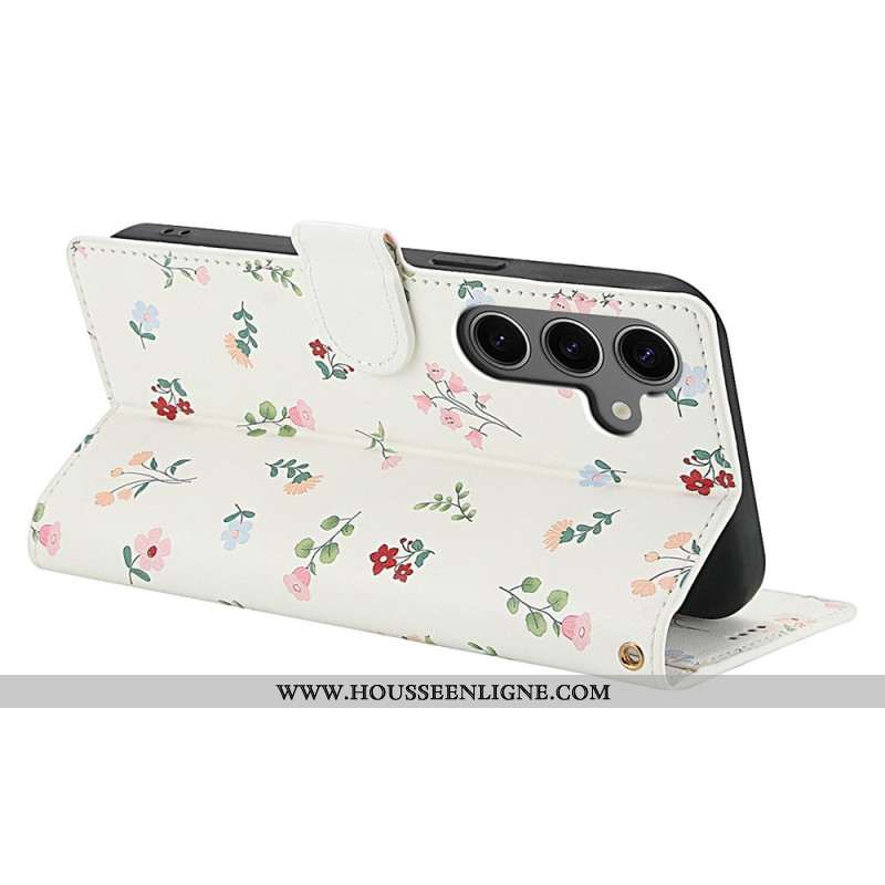 Housse Samsung Galaxy S26 Plus Fleurettes à Lanière
