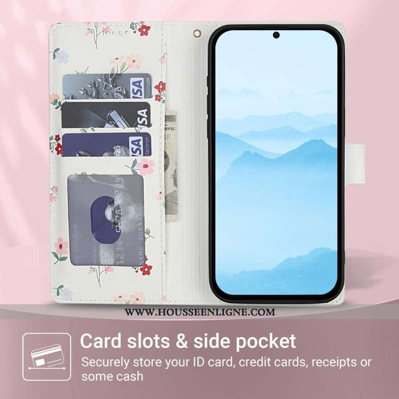 Housse Samsung Galaxy S26 Plus Fleurettes à Lanière