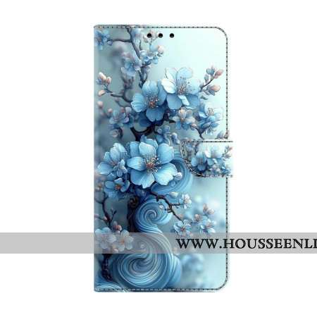 Housse Samsung Galaxy S26 Plus Fleurs Bleu Glacé