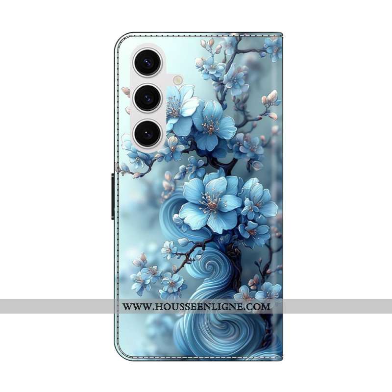 Housse Samsung Galaxy S26 Plus Fleurs Bleu Glacé