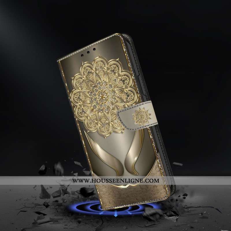 Housse Samsung Galaxy S26 Plus Fleurs Dorées Brillantes