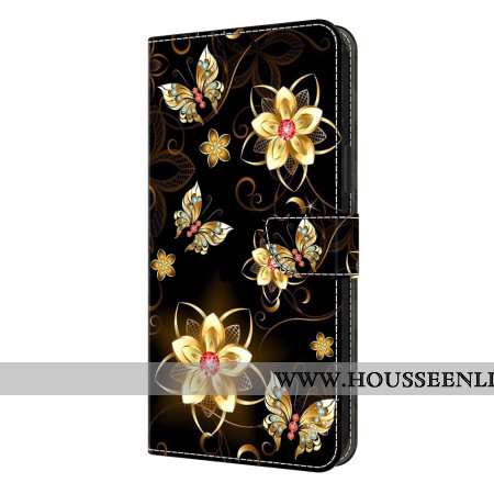 Housse Samsung Galaxy S26 Plus Fleurs Dorées et Papillons