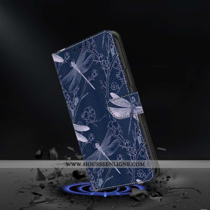 Housse Samsung Galaxy S26 Plus Libellules sur Fond Bleu