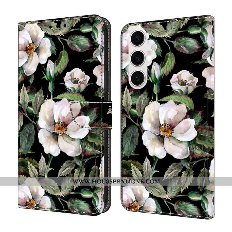 Housse Samsung Galaxy S26 Plus Motif Floral Blanc