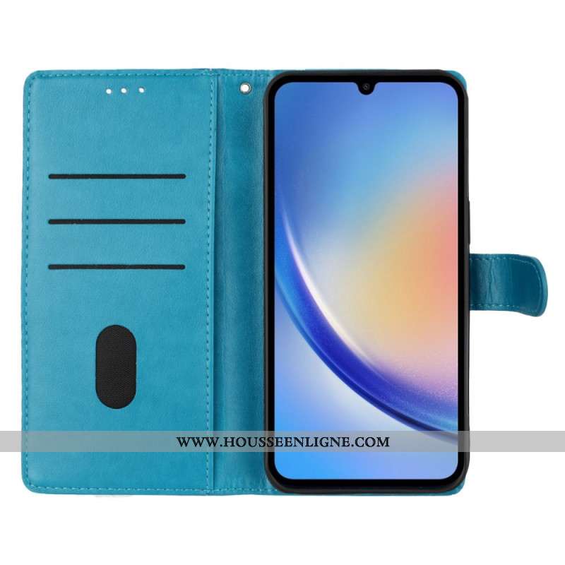 Housse Samsung Galaxy S26 Plus Motif Papillon Floral et Lanière