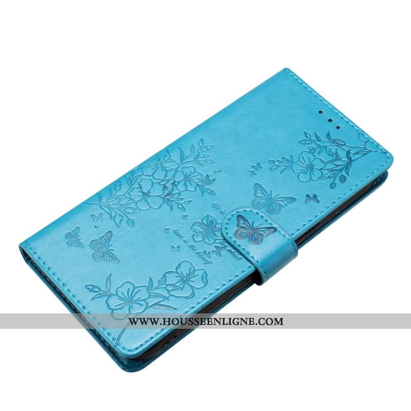 Housse Samsung Galaxy S26 Plus Motif Papillon Floral et Lanière