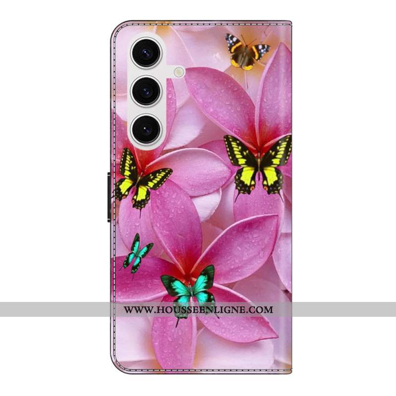 Housse Samsung Galaxy S26 Plus Papillons Floraux Rose