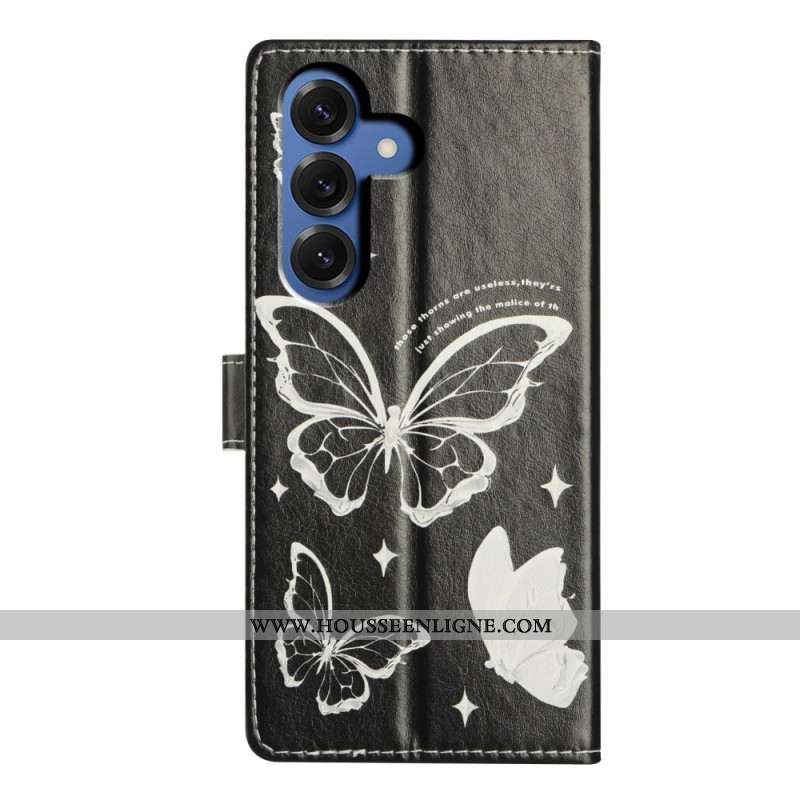 Housse Samsung Galaxy S26 Plus Papillons Noirs et Blancs