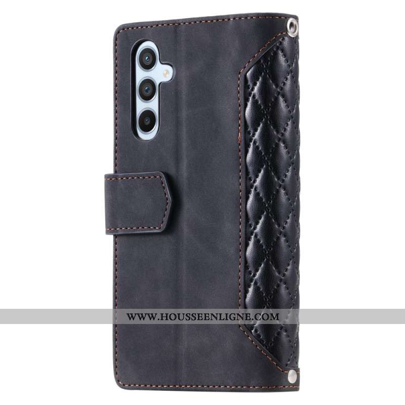 Housse Samsung Galaxy S26 Plus Portefeuille Matelassé avec Lanière