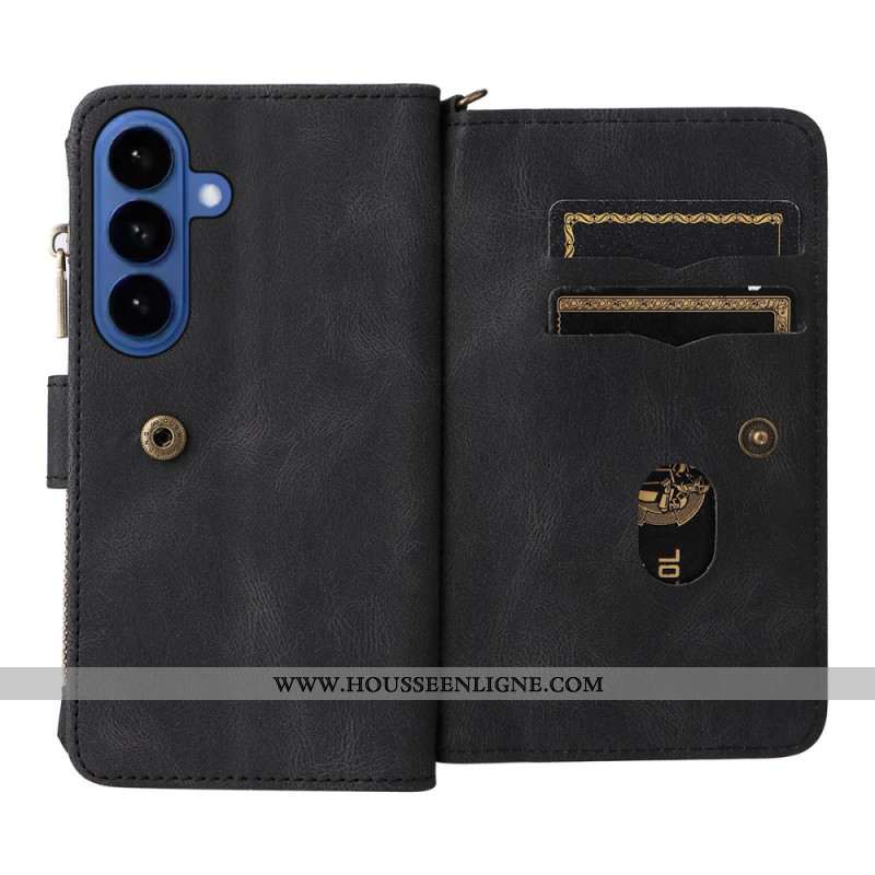 Housse Samsung Galaxy S26 Portefeuille 15 Porte-Cartes et Lanière