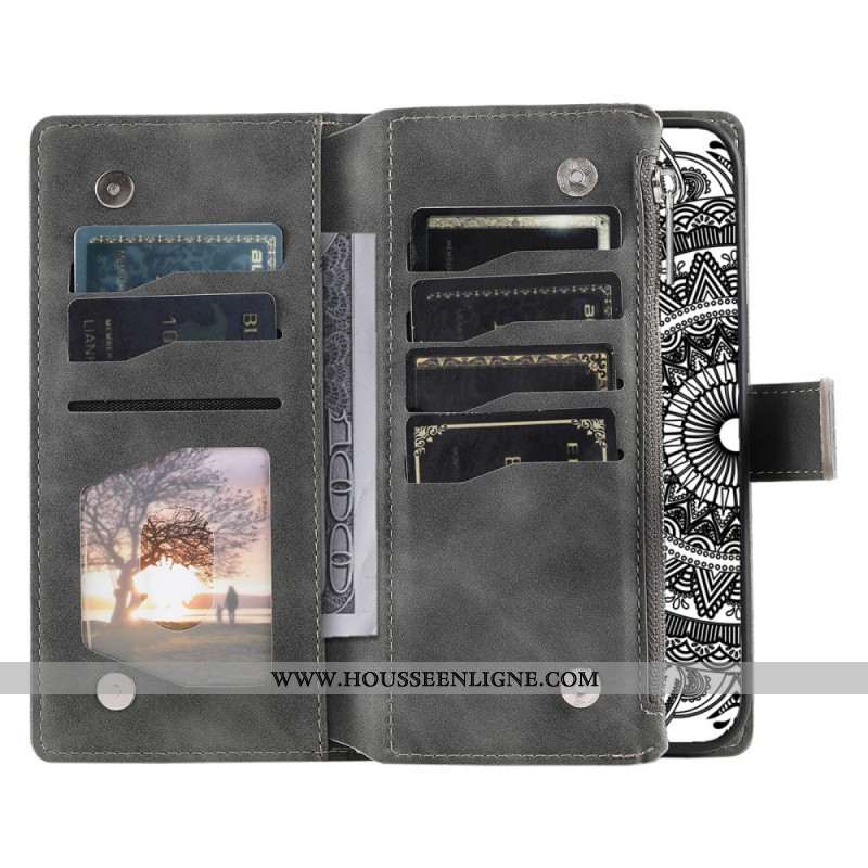 Housse Samsung Galaxy S26 Portefeuille Effet Daim Mandala