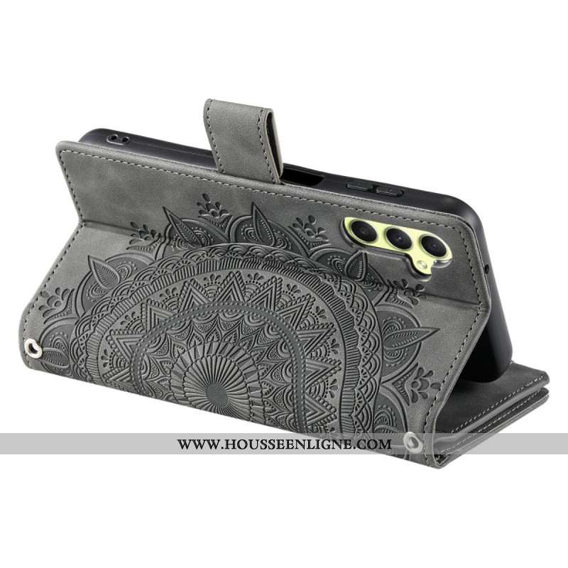 Housse Samsung Galaxy S26 Portefeuille Effet Daim Mandala