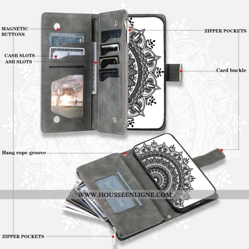 Housse Samsung Galaxy S26 Portefeuille Effet Daim Mandala