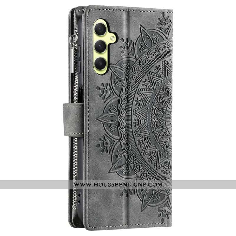 Housse Samsung Galaxy S26 Portefeuille Effet Daim Mandala