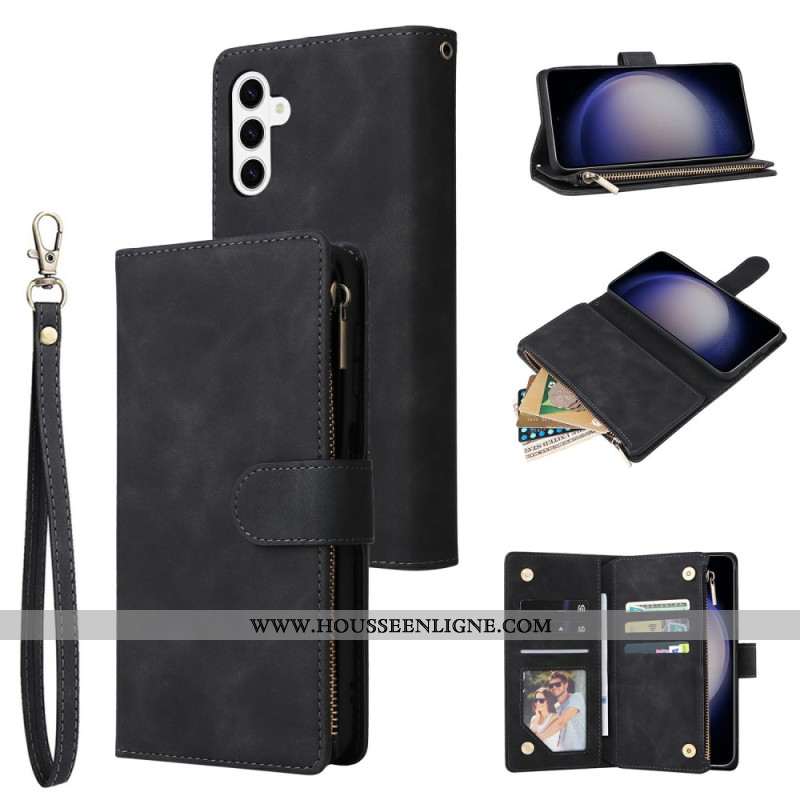 Housse Samsung Galaxy S26 Portefeuille avec Fermeture Éclair Effet Daim