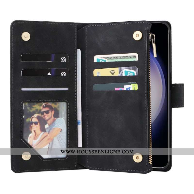 Housse Samsung Galaxy S26 Portefeuille avec Fermeture Éclair Effet Daim