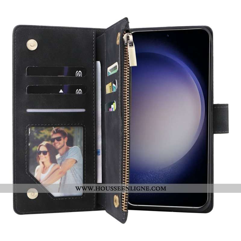 Housse Samsung Galaxy S26 Portefeuille avec Fermeture Éclair Effet Daim