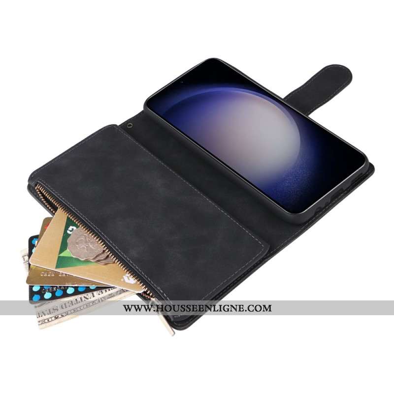 Housse Samsung Galaxy S26 Portefeuille avec Fermeture Éclair Effet Daim