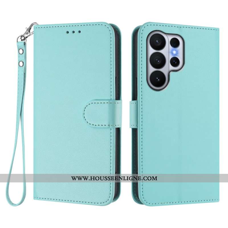 Housse Samsung Galaxy S26 Ultra Effet Cuir Uni à Lanière